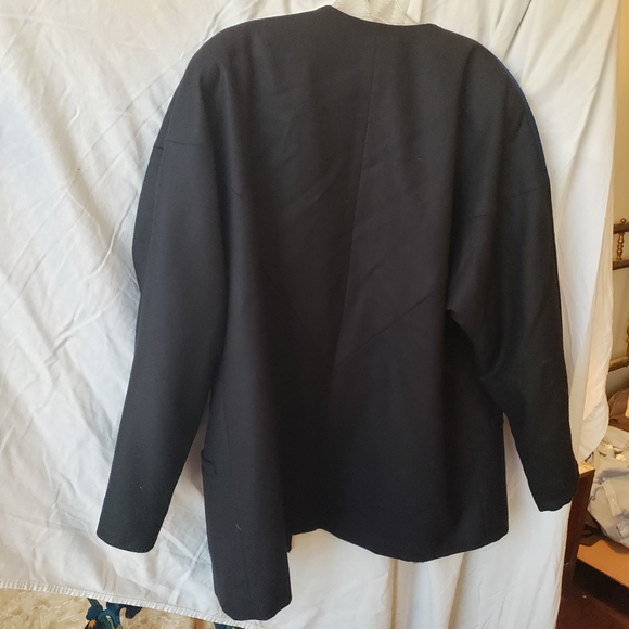 Vtg Wool Colorblock Suit Jacket & skirt Blk & Blue - Picture 2 of 4